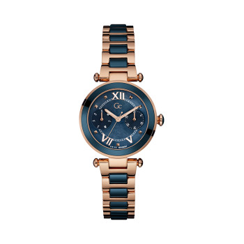 Montre à quartz en céramique et acier - Bleu marine et doré rose - 02 - 33754007