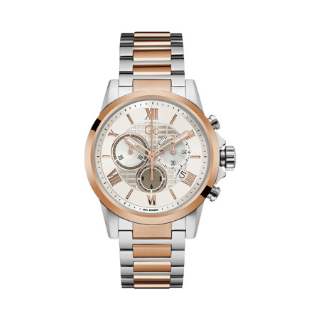 Montre à quartz en acier - Chronographe - 
Argenté et doré rose - 02 - 33754012