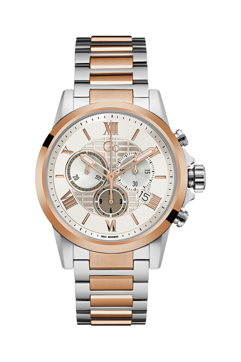 Montre à quartz en acier - Chronographe - 
Argenté et doré rose - 02 - 33754012