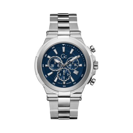 Montre à quartz en acier - 
Chronographe - Argenté et bleu - 02 - 33754019