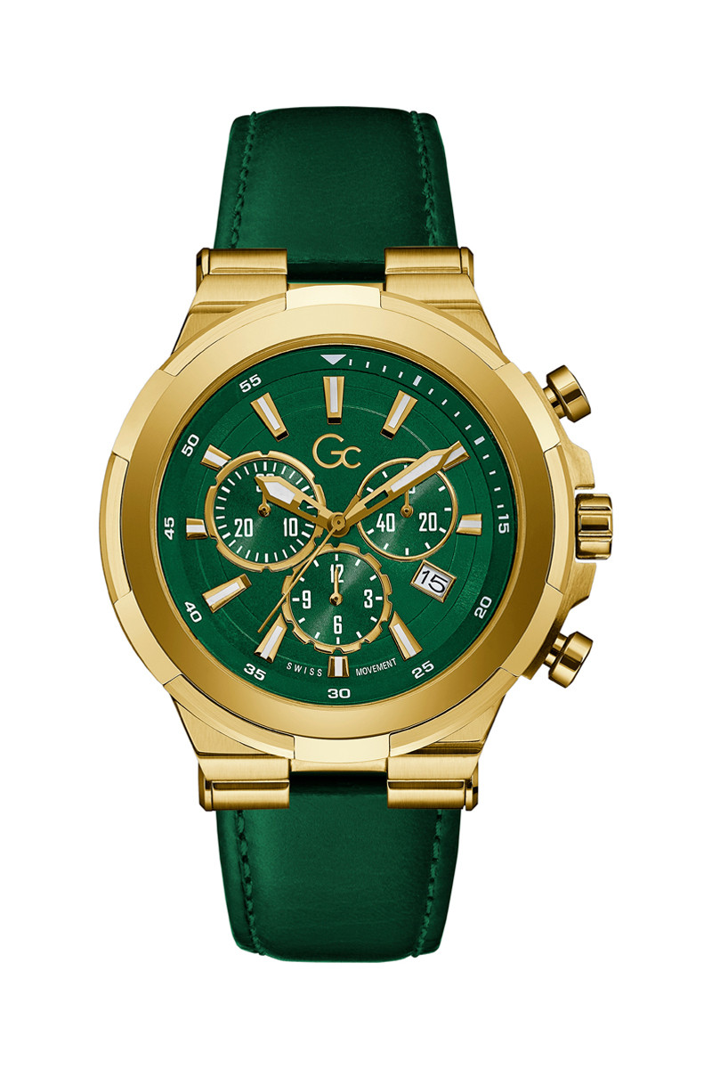 Montre à quartz en cuir - Vert et doré - 02 - 33754020