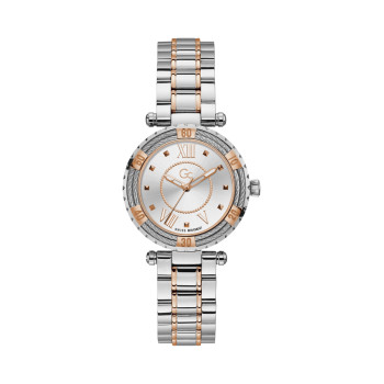 Montre à quartz en acier - Argenté et doré rose - 02 - 33754030