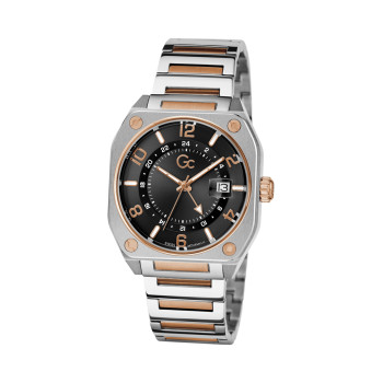 Montre à quartz en acier -
Fonction GMT - Argenté et doré rose - 02 - 33753966