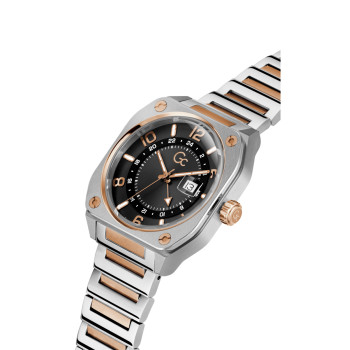 Montre à quartz en acier -
Fonction GMT - Argenté et doré rose - 02 - 33753966