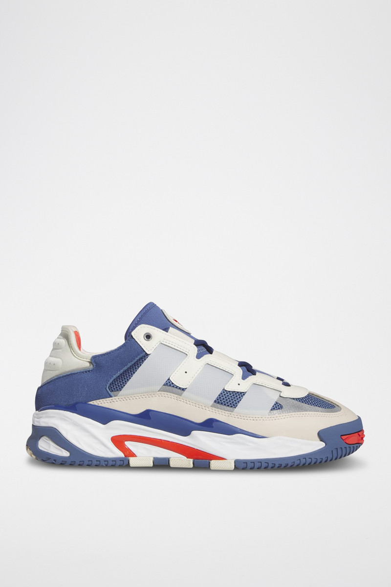 Chaussures de basketball en cuir Niteball - Bleu foncé et blanc - 02 - 33646914