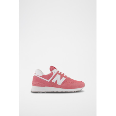 Sneakers en cuir nubuck 574 - Rose et blanc - 02 - 33767256