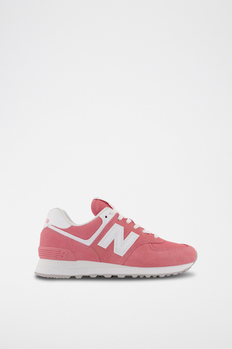 Sneakers en cuir nubuck 574 - Rose et blanc - 02 - 33767256