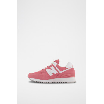 Sneakers en cuir nubuck 574 - Rose et blanc - 02 - 33767256