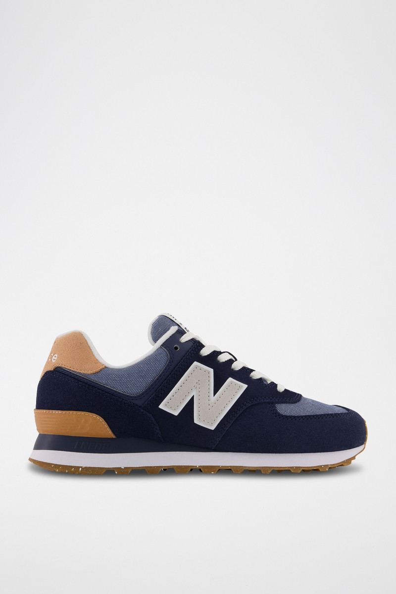 Sneakers en nubuck 574 - Bleu marine et rose - 02 - 33767274