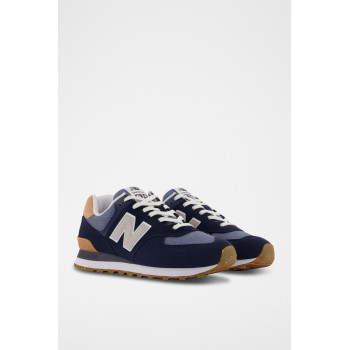 Sneakers en nubuck 574 - Bleu marine et rose - 02 - 33767274