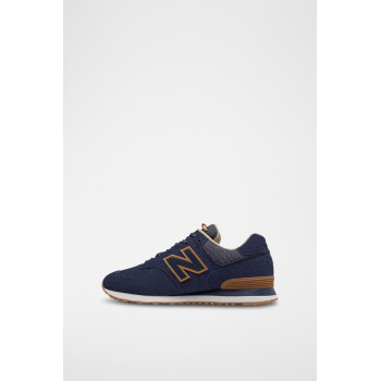 Sneakers en cuir nubuck 574 - Bleu marine et marron - 02 - 33767287