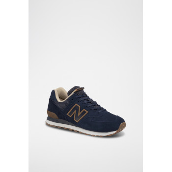 Sneakers en cuir nubuck 574 - Bleu marine et marron - 02 - 33767287