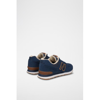 Sneakers en cuir nubuck 574 - Bleu marine et marron - 02 - 33767287