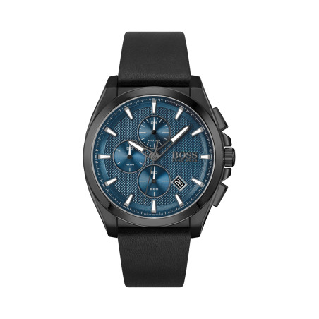 Montre à quartz en cuir - Chronographe - Noir et bleu marine - 02 - 33847600