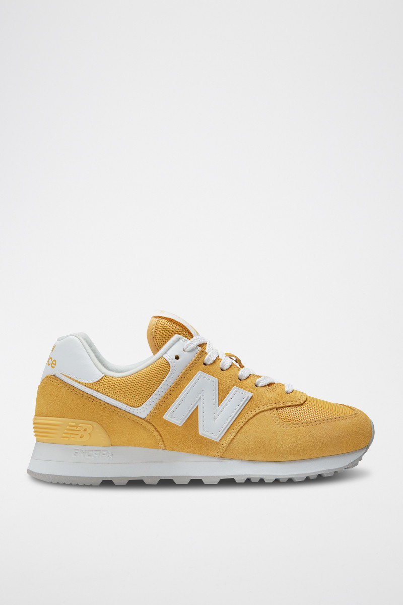 Sneakers en nubuck 574 - Jaune et blanc - 02 - 33767257