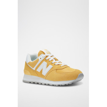 Sneakers en nubuck 574 - Jaune et blanc - 02 - 33767257