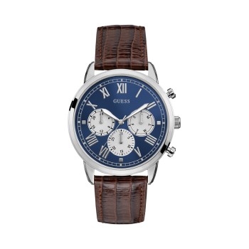 Montre à quartz en cuir - Marron et argenté - 02 - 30355598