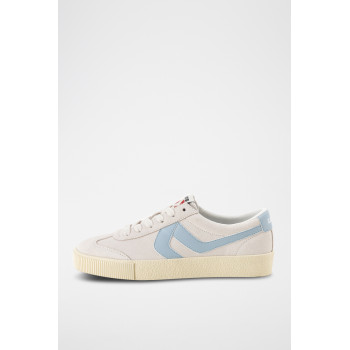 Baskets en nubuck Sneak - Crème et bleu - 02 - 33665836