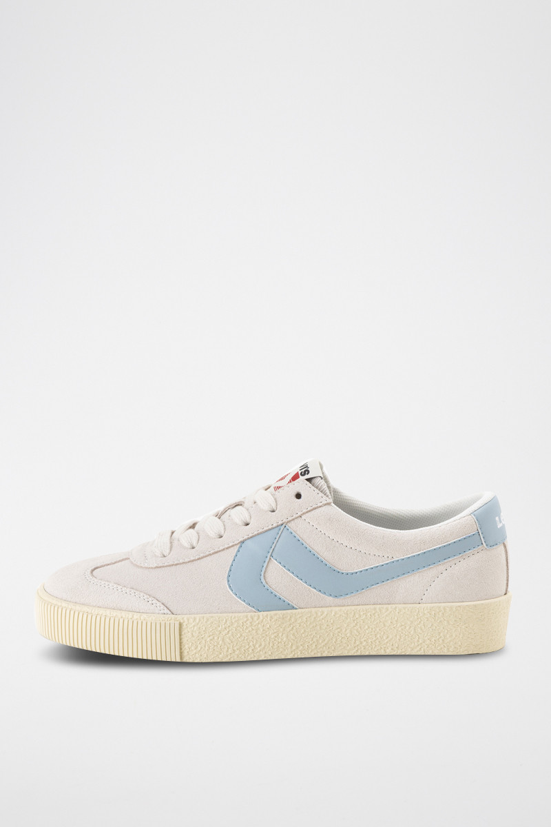 Baskets en nubuck Sneak - Crème et bleu - 02 - 33665836