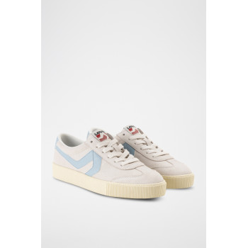 Baskets en nubuck Sneak - Crème et bleu - 02 - 33665836