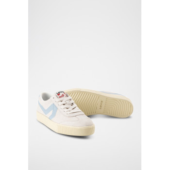 Baskets en nubuck Sneak - Crème et bleu - 02 - 33665836