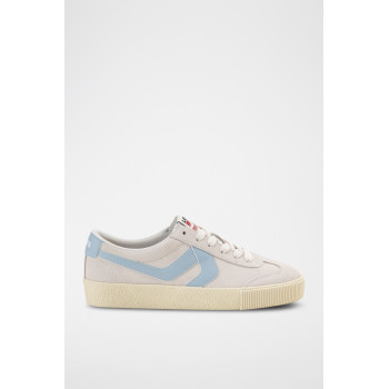 Baskets en nubuck Sneak - Crème et bleu - 02 - 33665836