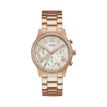 Montre à quartz en acier - Chronographe - Doré rose et blanc - 02 - 33844214