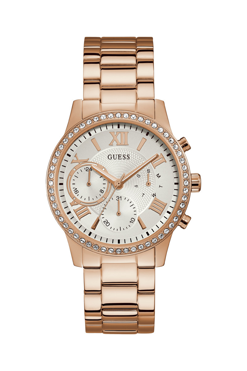 Montre à quartz en acier - Chronographe - Doré rose et blanc - 02 - 33844214