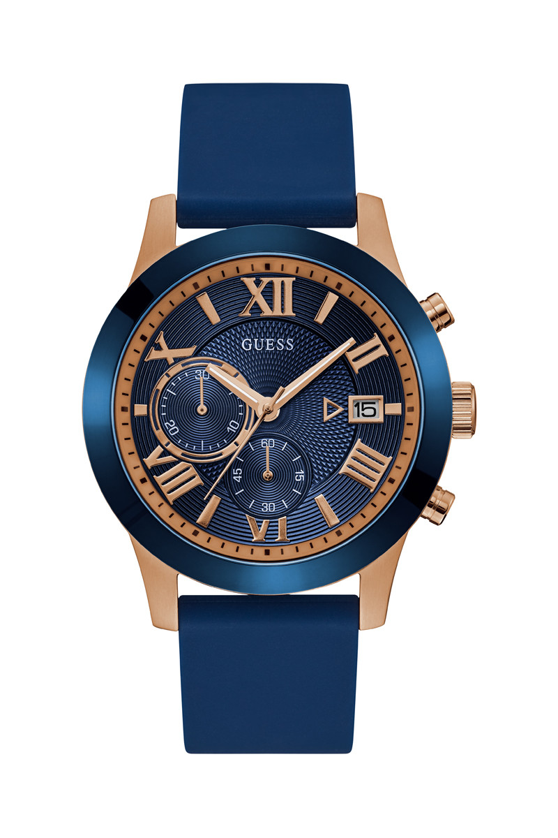 Montre à quartz en silicone - Chronographe - Doré rose et bleu - 02 - 33844335