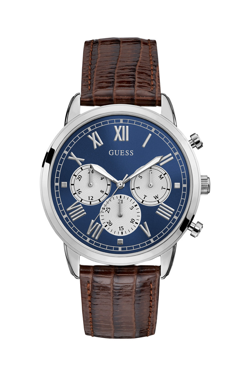 Montre à quartz en cuir - Chronographe - Marron et argenté - 02 - 33844340