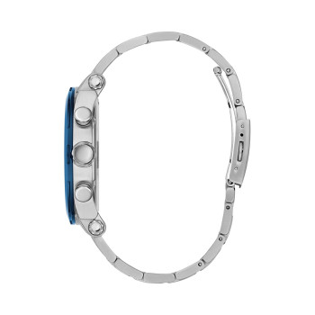 Montre à quartz en acier - Argenté et bleu - 02 - 33844347