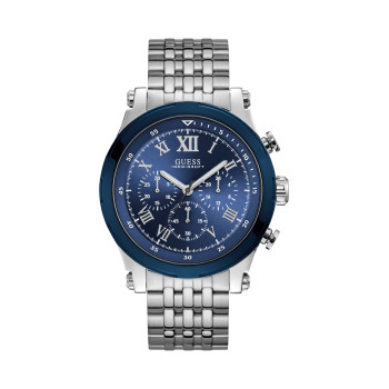 Montre à quartz en acier - Argenté et bleu - 02 - 33844347