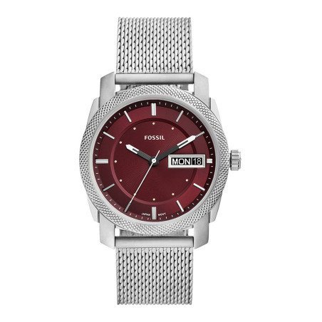 Montre à quartz en acier Machine - Argenté et bordeaux - 02 - 33892985