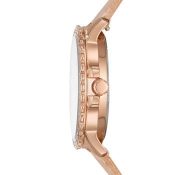 Montre à quartz en cuir - Doré rose et blanc - 02 - 33892988