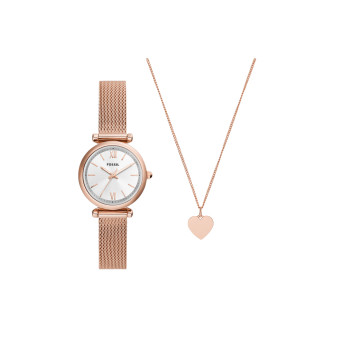 Coffret montre à quartz et collier - Doré rose - 02 - 33892989