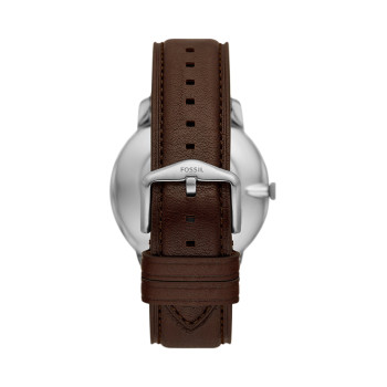 Coffret montre à quartz en cuir et Bracelet - Marron et argenté - 02 - 33892995