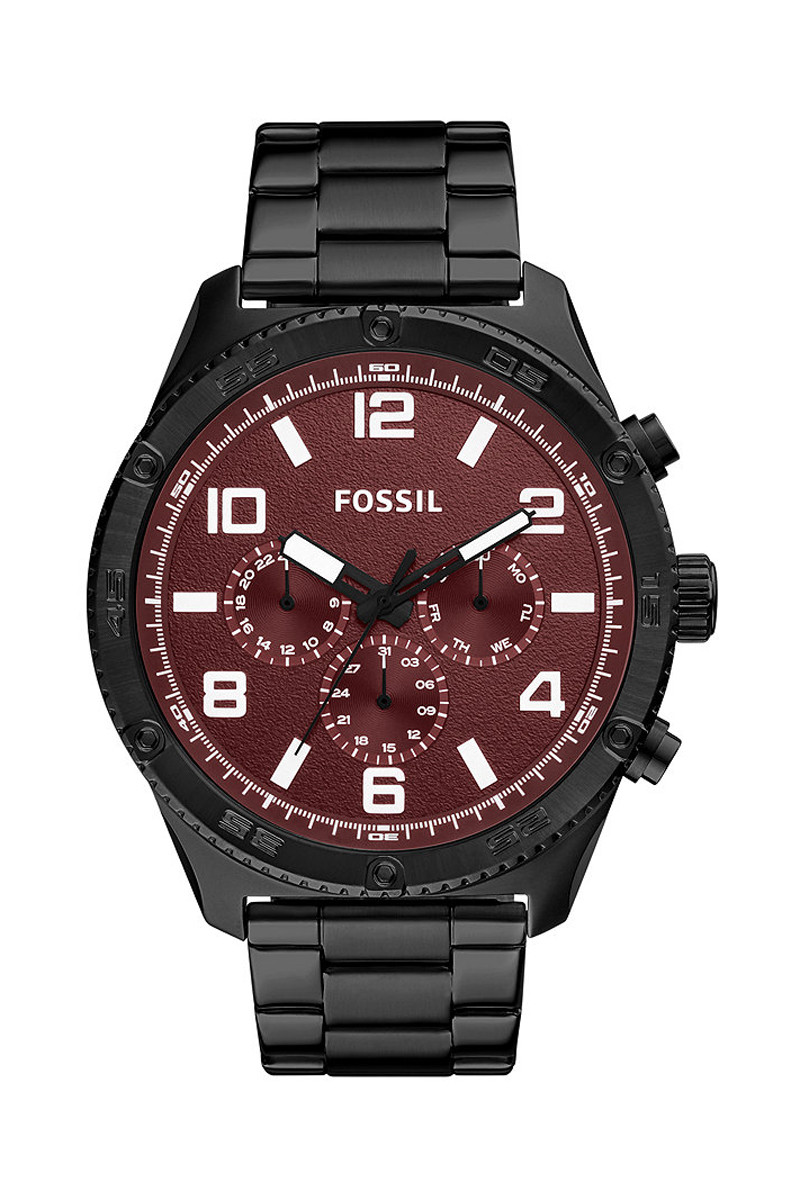 Montre à quartz en acier - Noir et bordeaux - 02 - 33893003