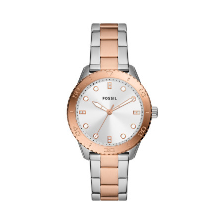 Montre à quartz en acier - Argenté et doré rose - 02 - 33893008