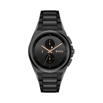 Montre à quartz en acier - Chronographe - Noir - 02 - 33893044