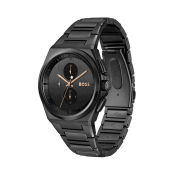 Montre à quartz en acier - Chronographe - Noir - 02 - 33893044