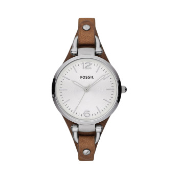 Montre à quartz en cuir - Marron et argenté - 02 - 33893136