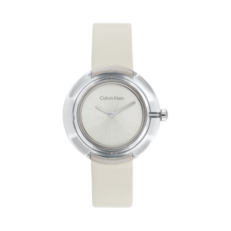 Montre à quartz en cuir - Blanc et argenté - 02 - 33893157