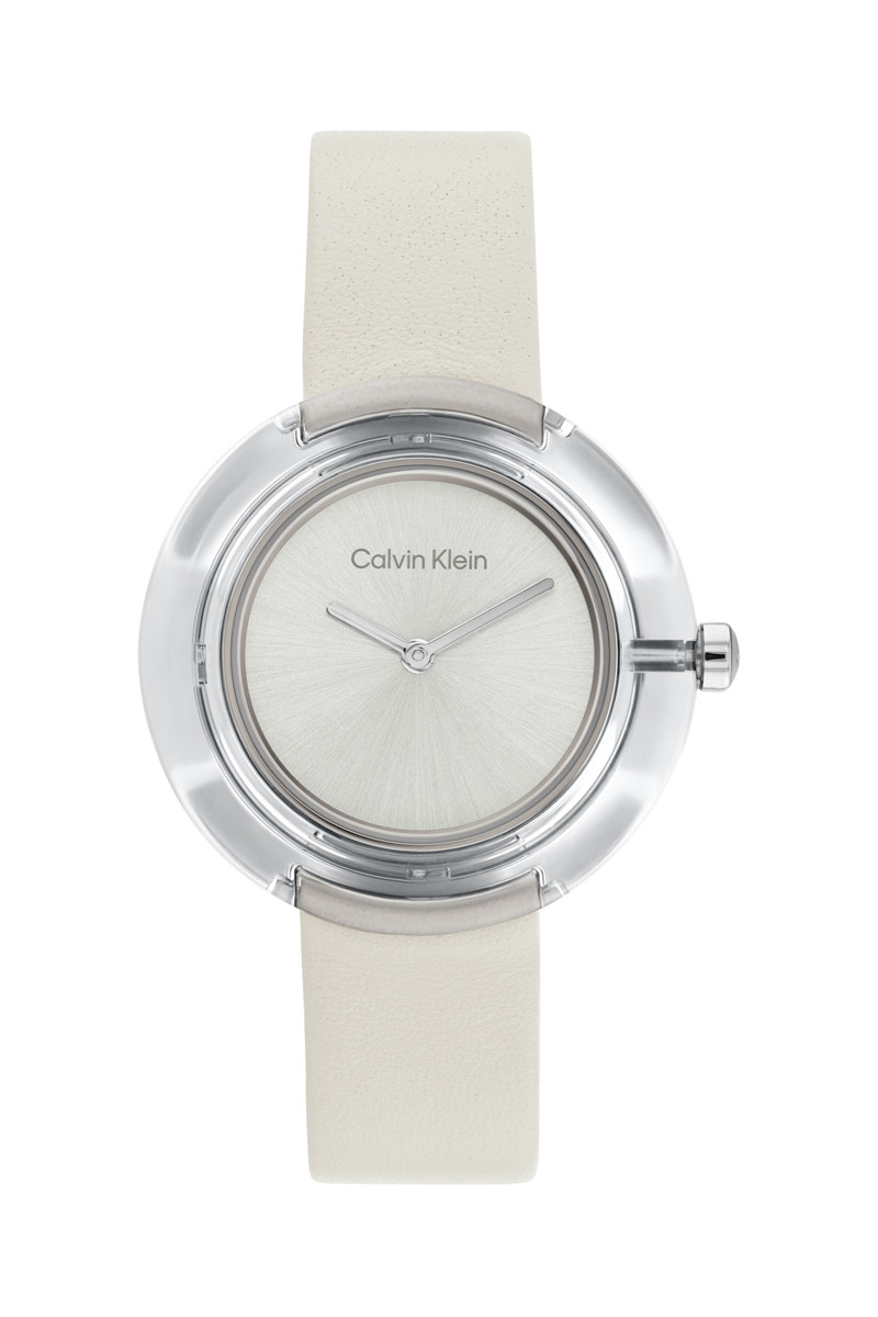 Montre à quartz en cuir - Blanc et argenté - 02 - 33893157