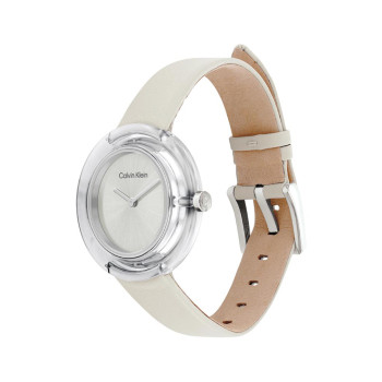 Montre à quartz en cuir - Blanc et argenté - 02 - 33893157