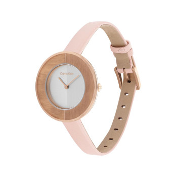 Montre à quartz en cuir - Rose et blanc - 02 - 33893160