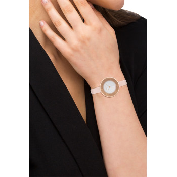 Montre à quartz en cuir - Rose et blanc - 02 - 33893160