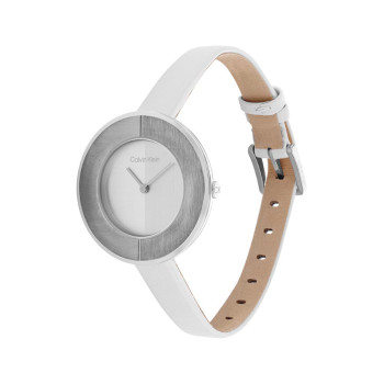 Montre à quartz en cuir - Blanc et argenté - 02 - 33893161