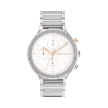 Montre à quartz en acier - Chronographe - Argenté et blanc - 02 - 33893163