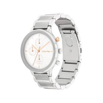 Montre à quartz en acier - Chronographe - Argenté et blanc - 02 - 33893163