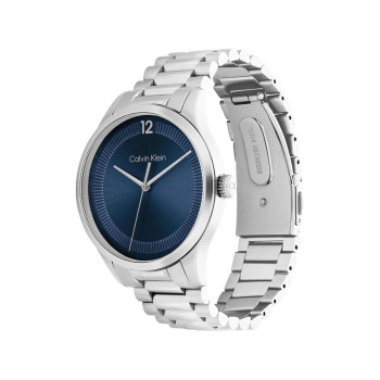 Montre à quartz en acier - Argenté et bleu marine - 02 - 33893175